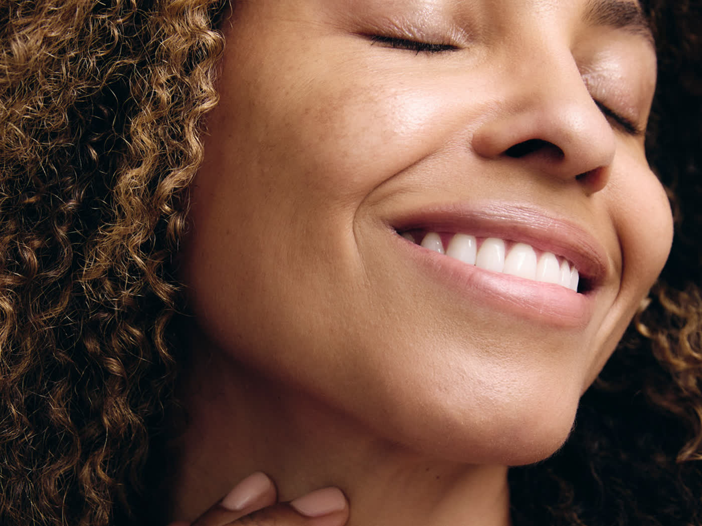 Close-up of glowing, healthy skin after a HydraFacial treatment